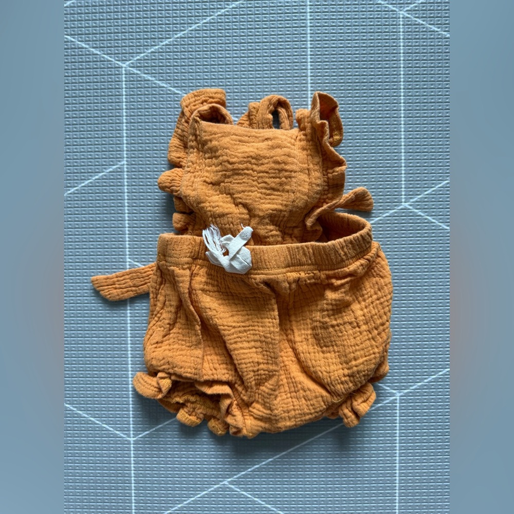 Orange Ruffled Baby Romper - Picture 3 of 5